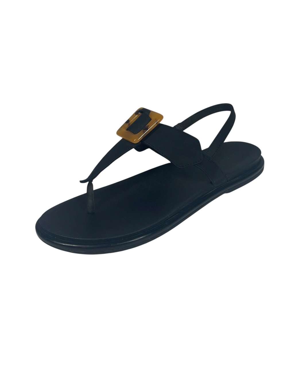 Olukai La’i T-bar Sandals Shoes Womens 8 38 Black Tortoise-shell Buckle
